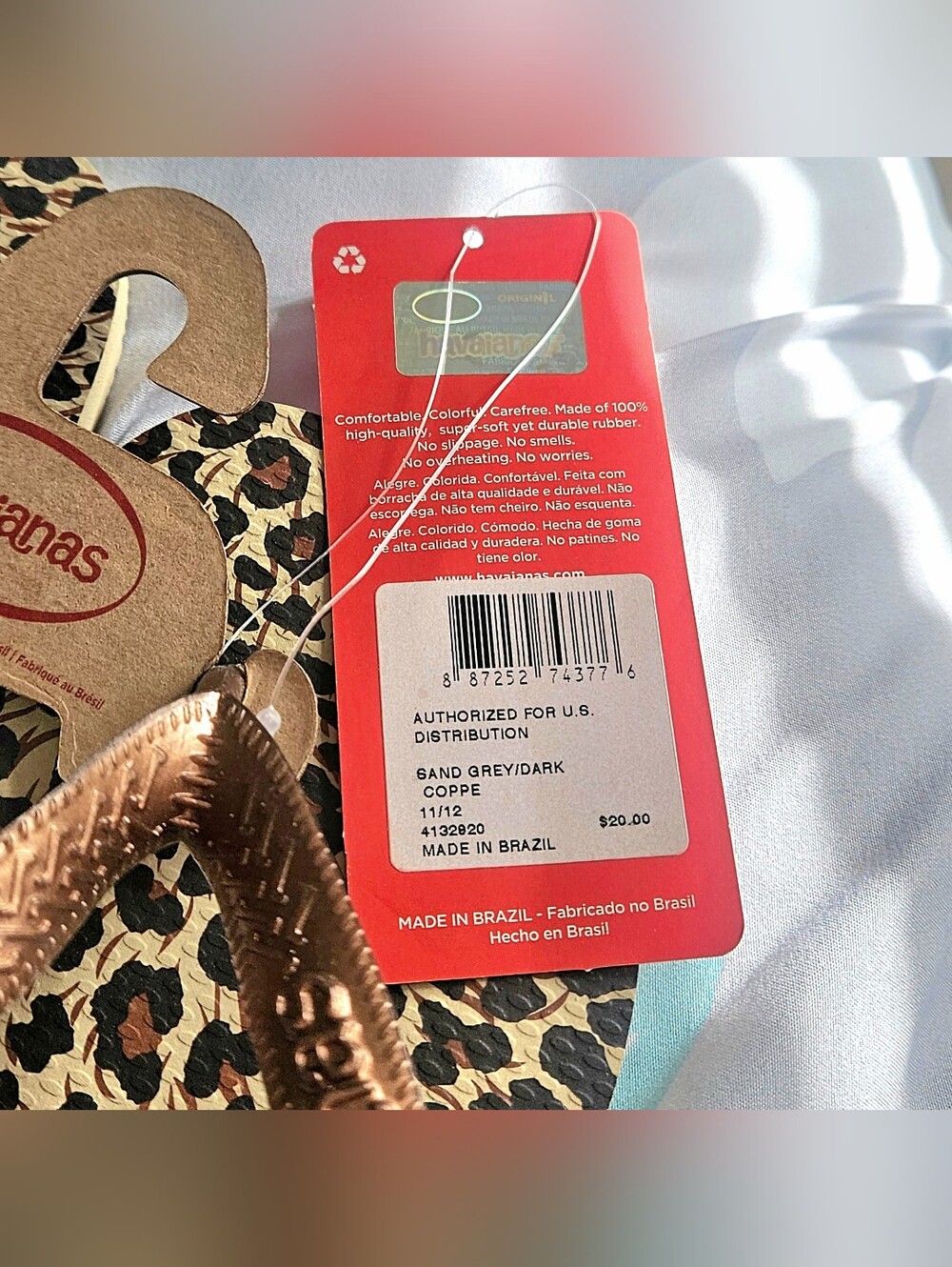 Havaianas 11/12 Top Animals Flip-Flops in a Leopard Print Pattern - Picture 3 of 7